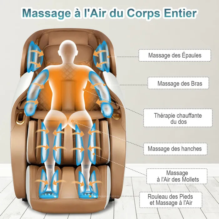 Fauteuil de Massage Relax Haut de Gamme – Système Chauffage & Air Intégré, Commande Vocale, Bluetooth