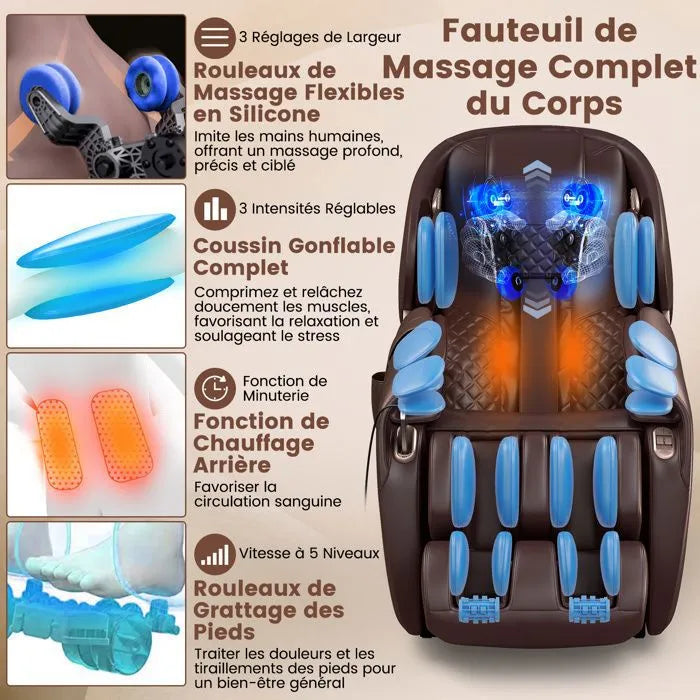 Fauteuil de Massage Relax Haut de Gamme – Système Chauffage & Air Intégré, Commande Vocale, Bluetooth