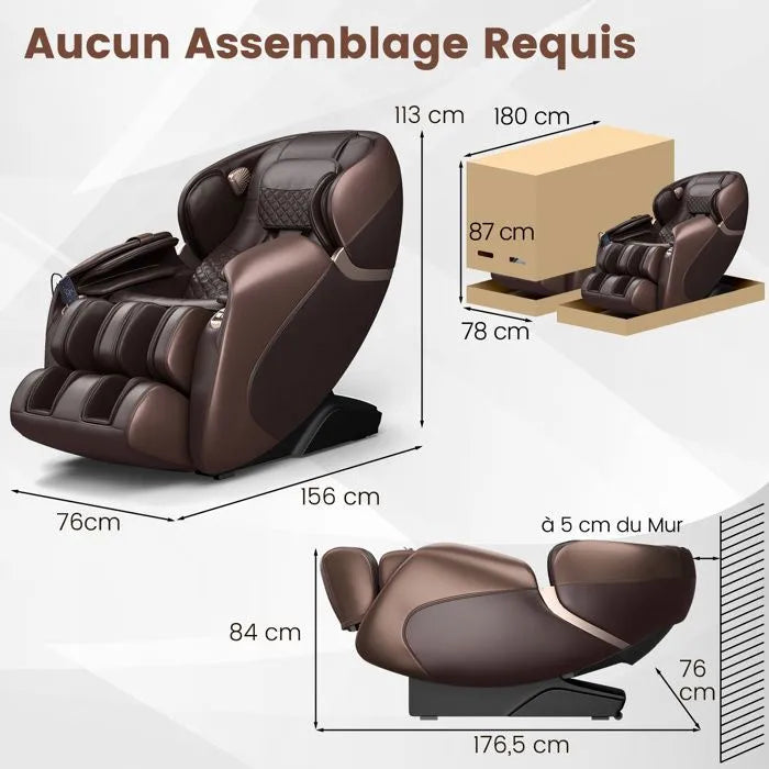 Fauteuil de Massage Relax Haut de Gamme – Système Chauffage & Air Intégré, Commande Vocale, Bluetooth