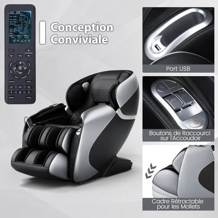 Fauteuil de Massage Relax Haut de Gamme – Système Chauffage & Air Intégré, Commande Vocale, Bluetooth